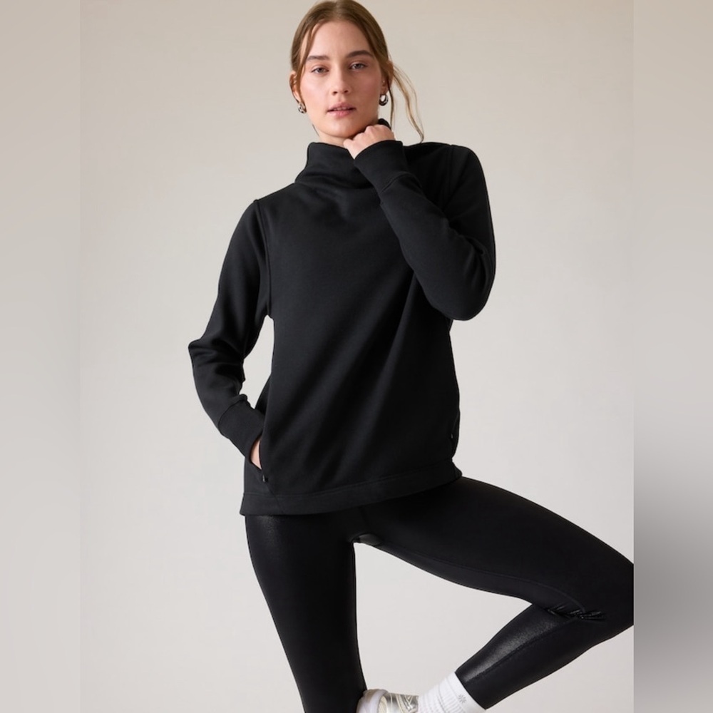 NWT Athleta Cozy Karma Twist Neck Black Sweatshirt Size XS